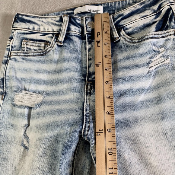 VERVET Jeans Womens 24 Light Acid Wash Mid Rise Skinny Stretch Distressed V2806 - Picture 5 of 14